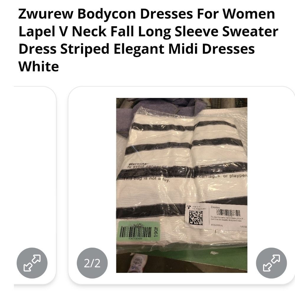 Zwurew - Large Striped Bodycon W/ Lapel V Neck - Picture 8 of 9